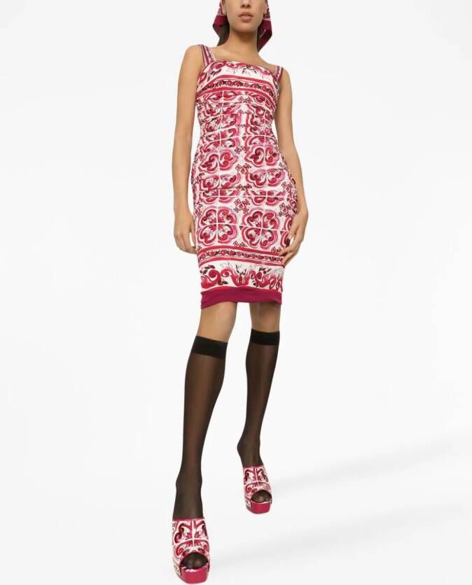 Dolce & Gabbana Midi-jurk met print Rood