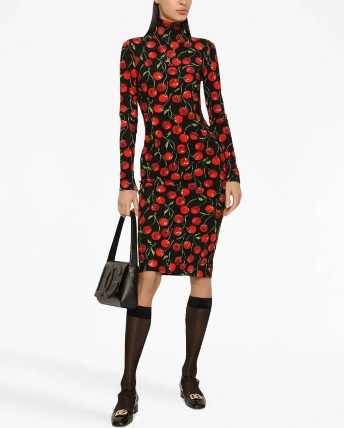 Dolce & Gabbana Midi-jurk met print Zwart