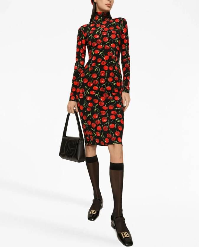 Dolce & Gabbana Midi-jurk met print Zwart