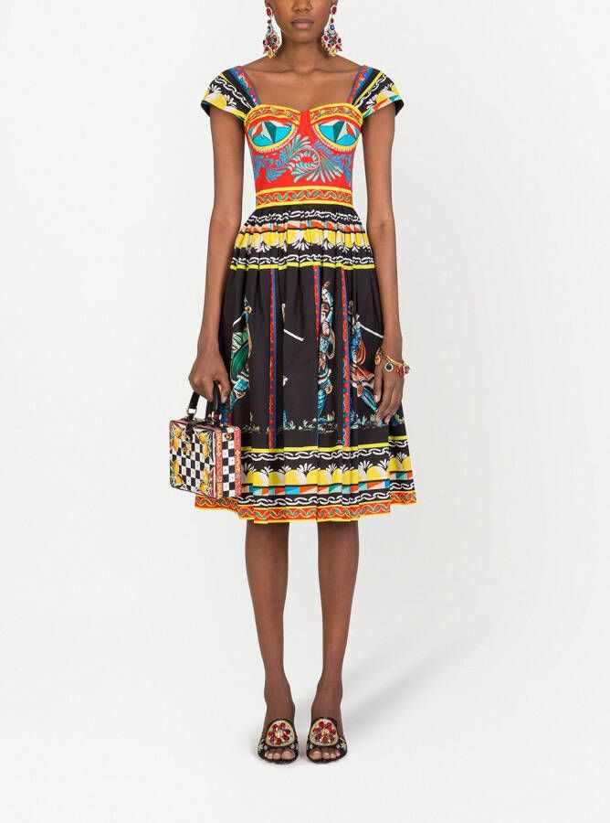 Dolce & Gabbana Midi-jurk met print Zwart