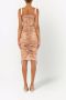 Dolce & Gabbana Midi-jurk met ruches Beige - Thumbnail 4