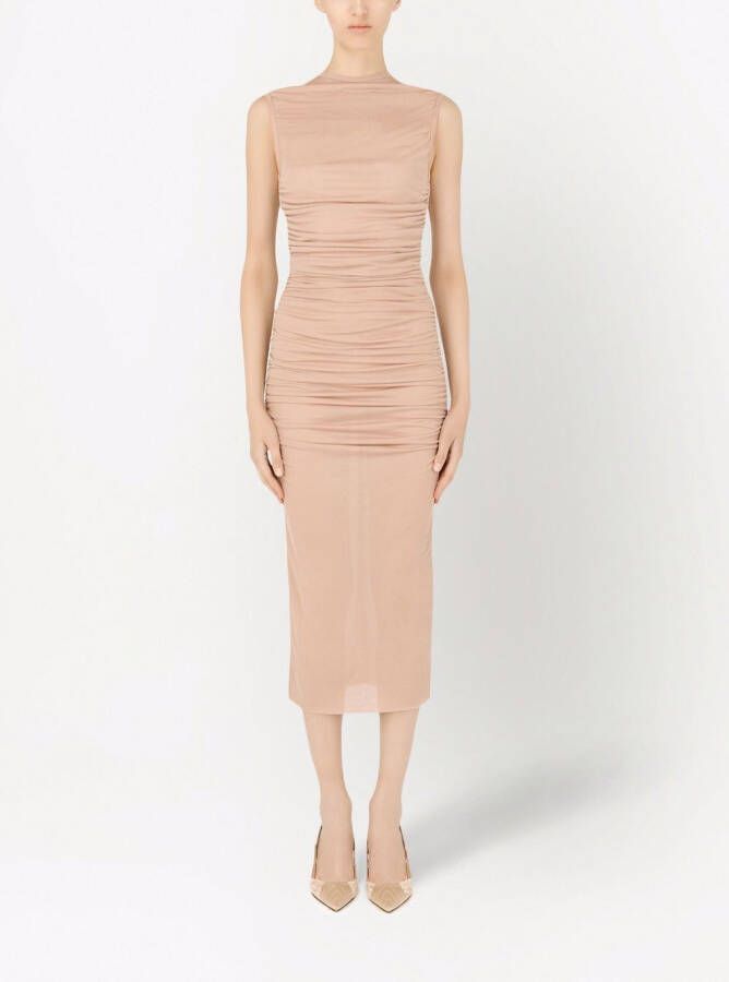 Dolce & Gabbana Midi-jurk met ruches Beige