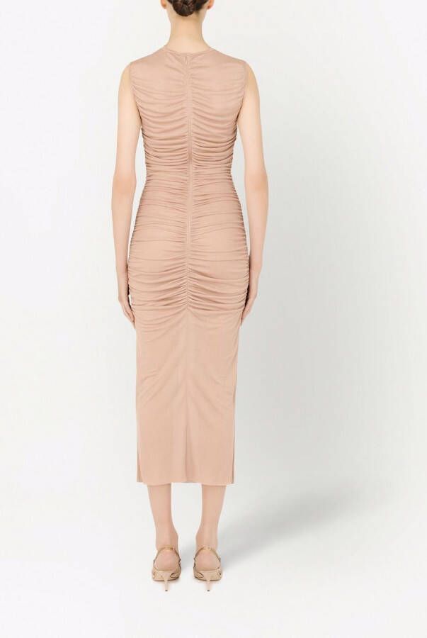 Dolce & Gabbana Midi-jurk met ruches Beige