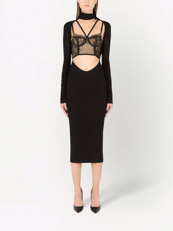 Dolce & Gabbana Midi-jurk met strik Zwart