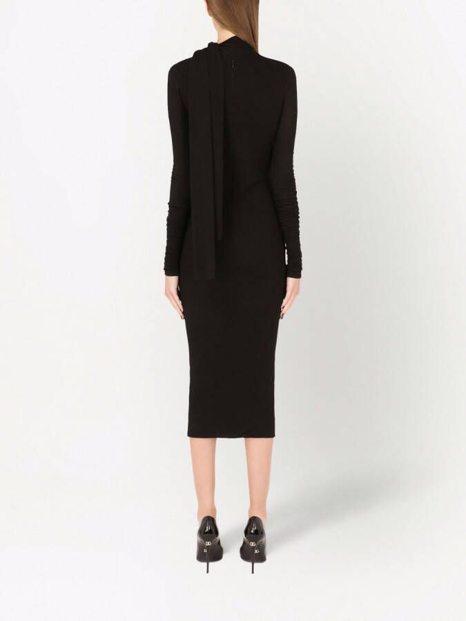 Dolce & Gabbana Midi-jurk met strik Zwart