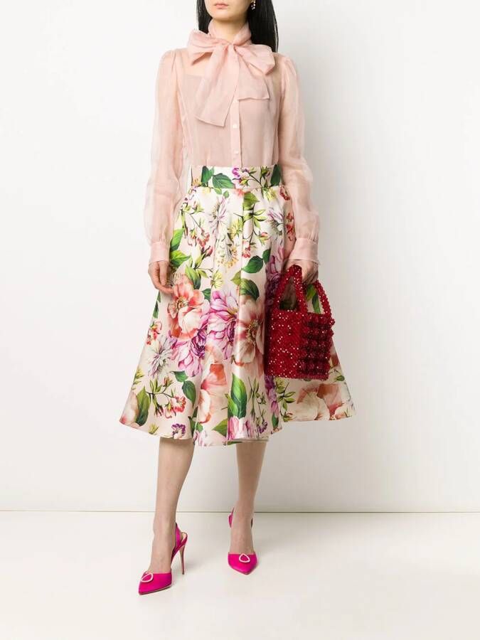 Dolce & Gabbana Midi-rok met bloemenprint Roze