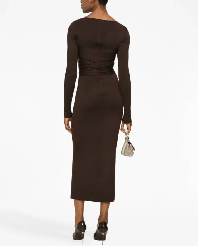 Dolce & Gabbana Midi-wikkeljurk Bruin