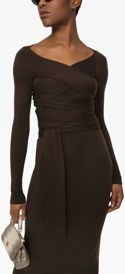 Dolce & Gabbana Midi-wikkeljurk Bruin