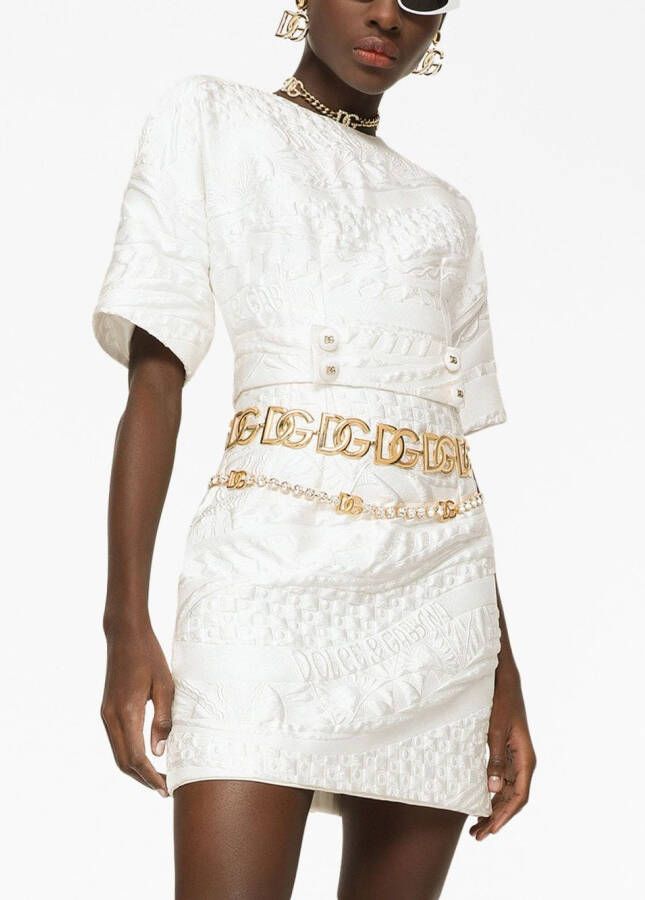 Dolce & Gabbana Mini-jurk met jacquard Wit