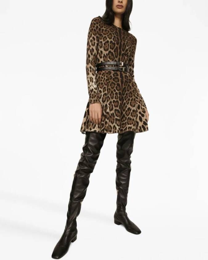 Dolce & Gabbana Mini-jurk met luipaardprint Bruin
