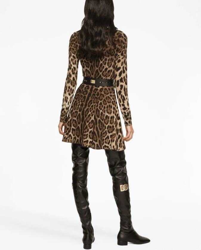 Dolce & Gabbana Mini-jurk met luipaardprint Bruin