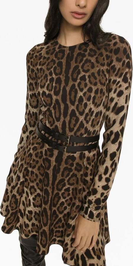 Dolce & Gabbana Mini-jurk met luipaardprint Bruin