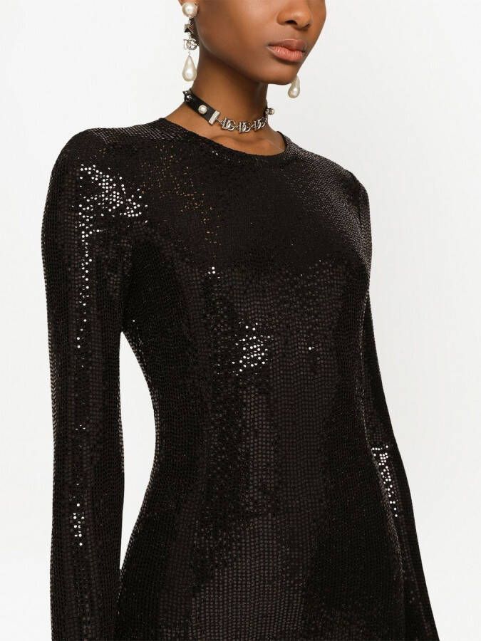 Dolce & Gabbana Midi-jurk verfraaid met pailletten Zwart