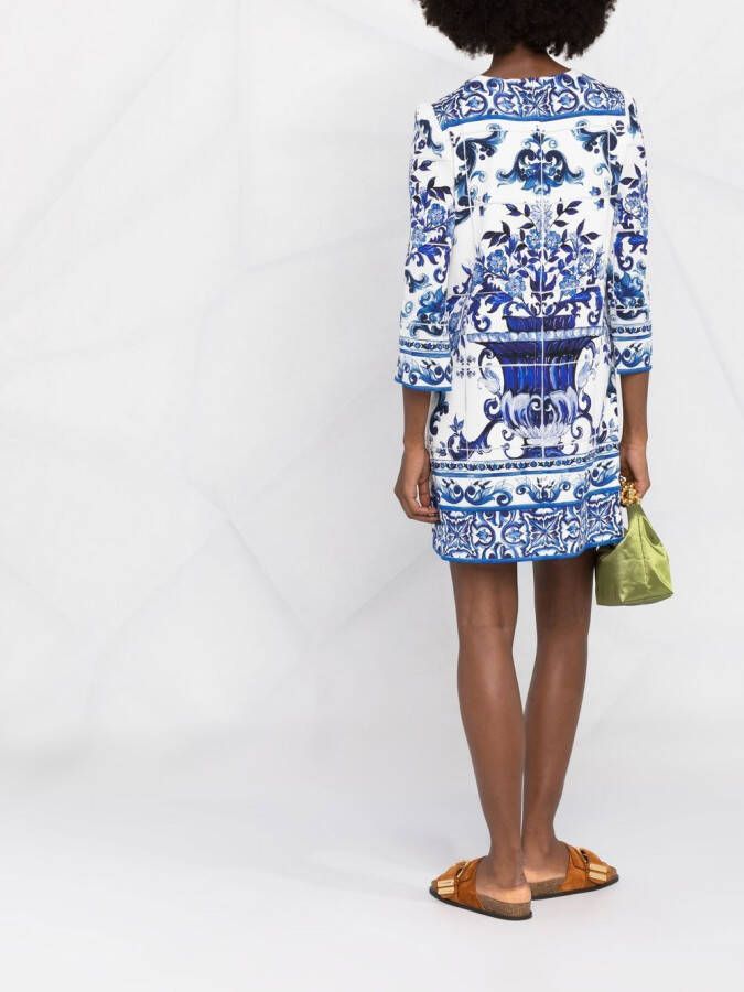 Dolce & Gabbana Mini-jurk met print Blauw
