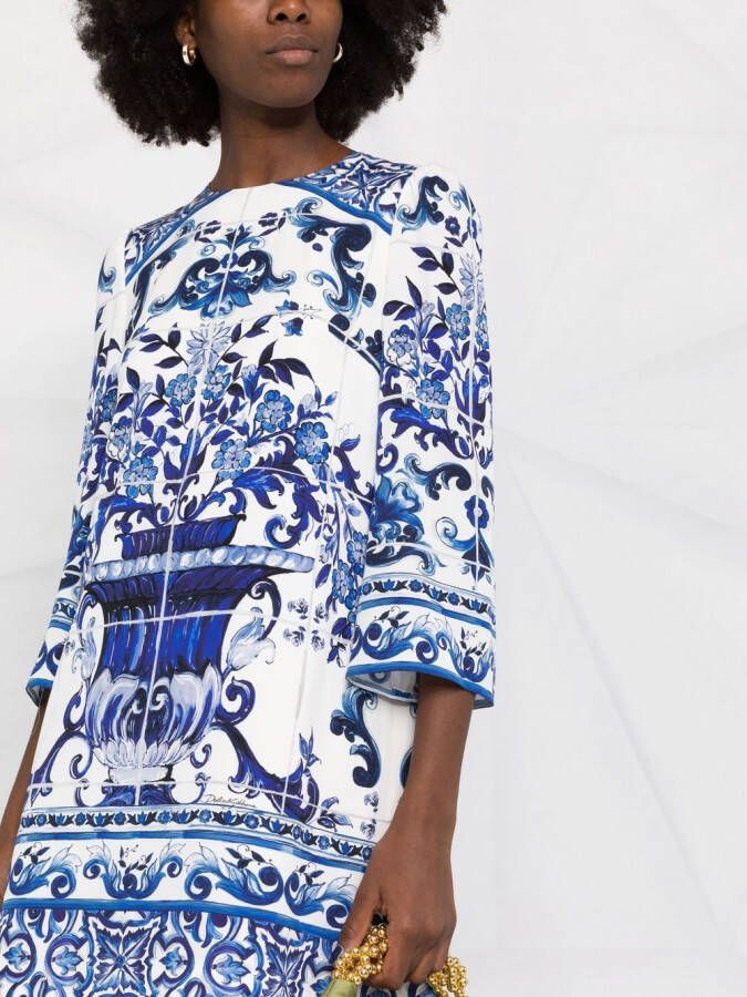 Dolce & Gabbana Mini-jurk met print Blauw