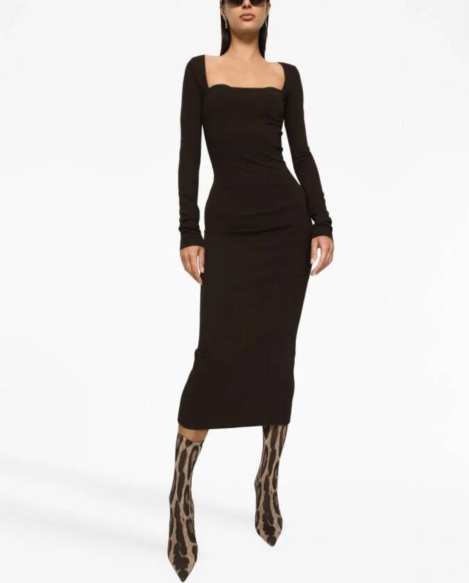 Dolce & Gabbana Mini-jurk met vierkante hals Bruin