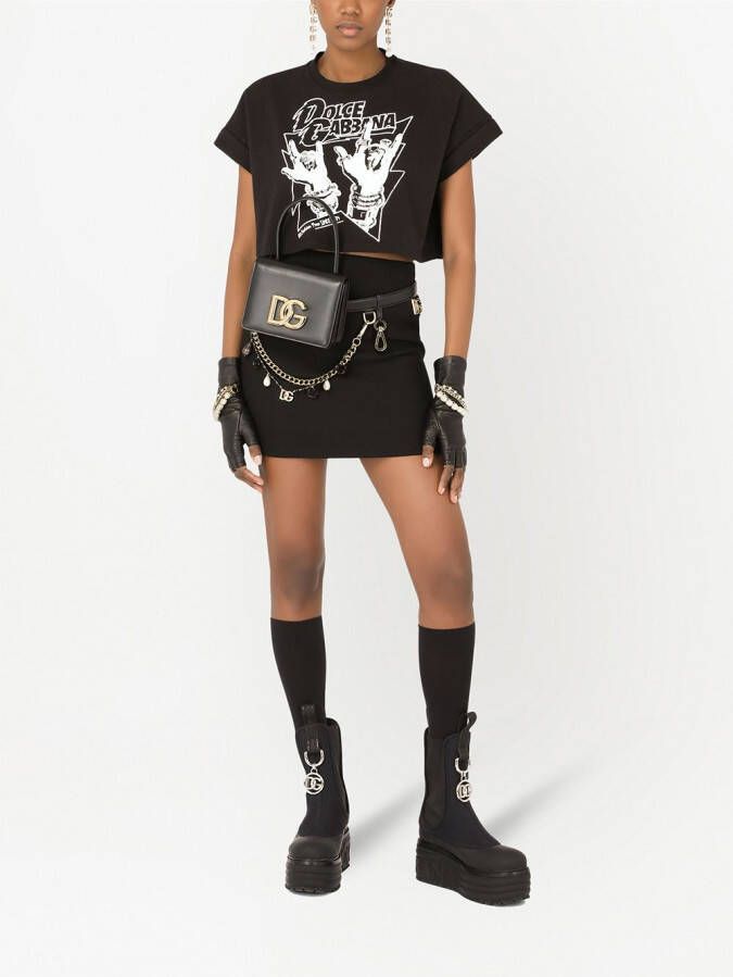 Dolce & Gabbana Crêpe mini-rok met logo-applicatie Zwart