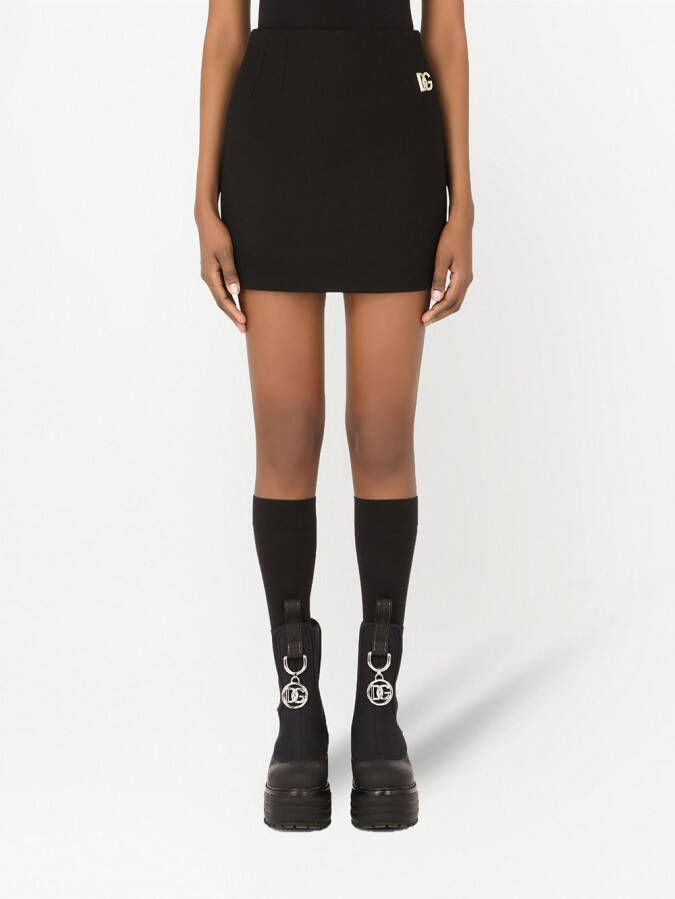 Dolce & Gabbana Crêpe mini-rok met logo-applicatie Zwart