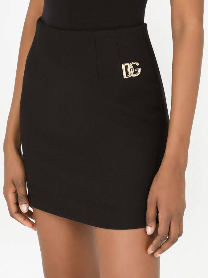 Dolce & Gabbana Crêpe mini-rok met logo-applicatie Zwart