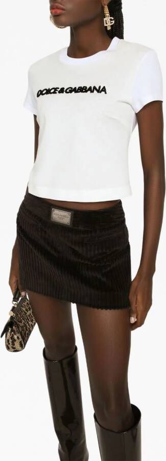 Dolce & Gabbana Mini-rok met geborduurd logo Wit