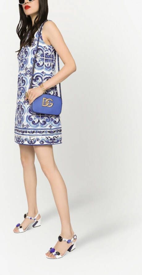 Dolce & Gabbana Mini-jurk met brokaat met print Blauw