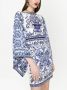 Dolce & Gabbana Jurk met vleermuismouwen en Majolica-print Blauw - Thumbnail 4