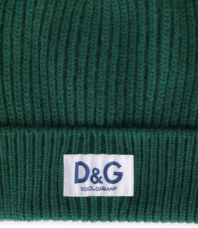Dolce & Gabbana Kasjmier muts met logopatch Groen