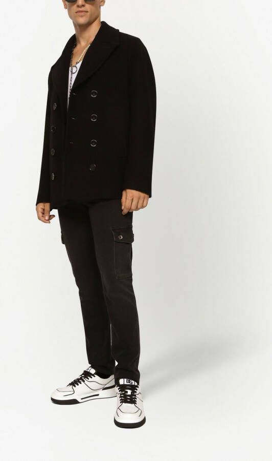 Dolce & Gabbana Sailorjas met dubbele rij knopen en logo label Zwart