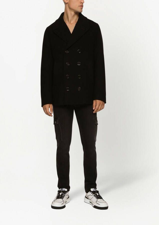 Dolce & Gabbana Sailorjas met dubbele rij knopen en logo label Zwart