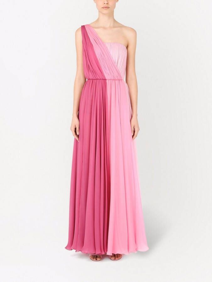Dolce & Gabbana Asymmetrische chiffon maxi-jurk Roze
