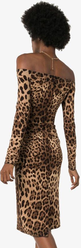 Dolce & Gabbana Off-shoulder midi-jurk Bruin
