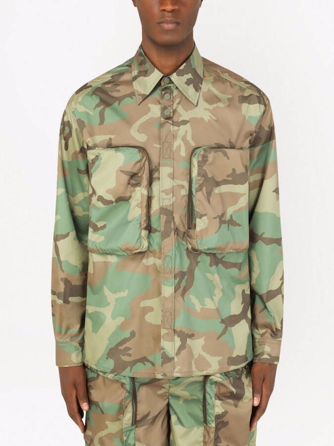 Dolce & Gabbana Overhemd met camouflageprint Groen