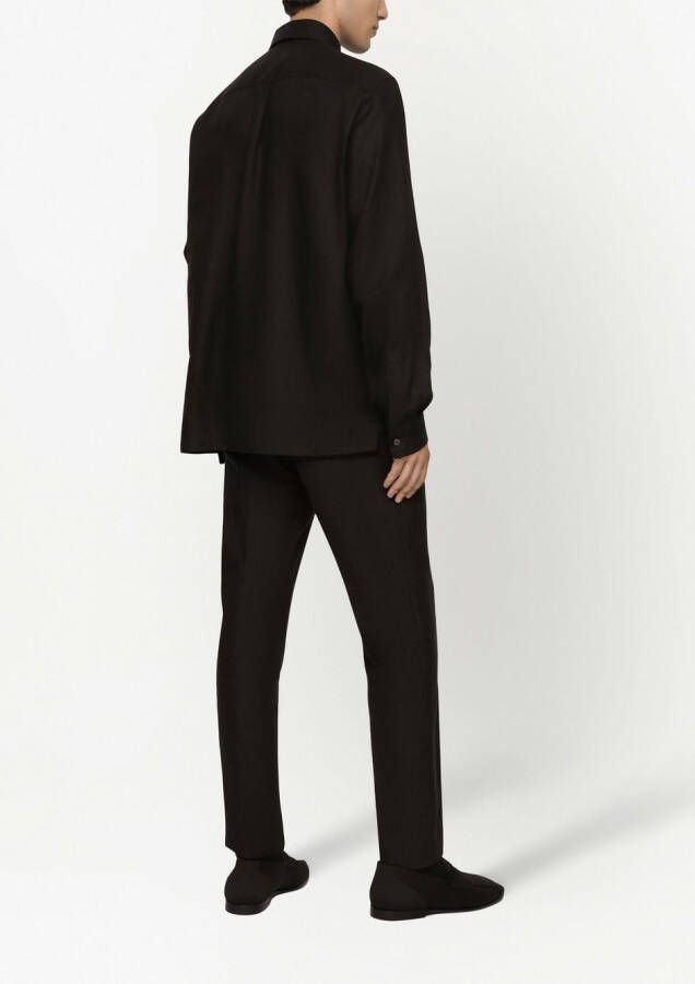 Dolce & Gabbana Linnen poloshirt met logo label Zwart