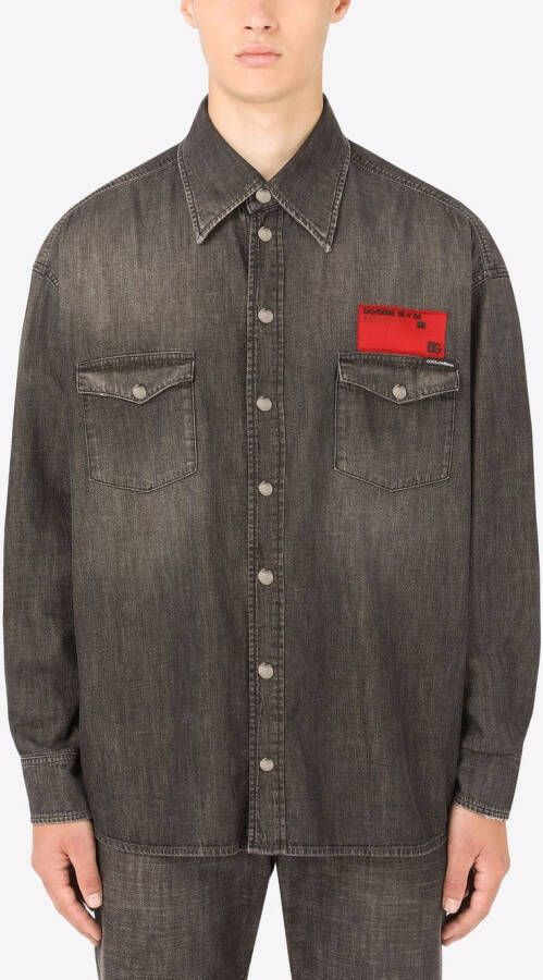 Dolce & Gabbana Overhemd met logopatch Grijs