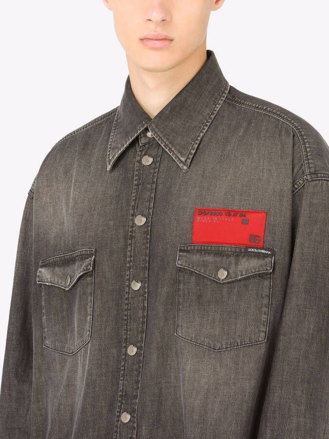 Dolce & Gabbana Overhemd met logopatch Grijs