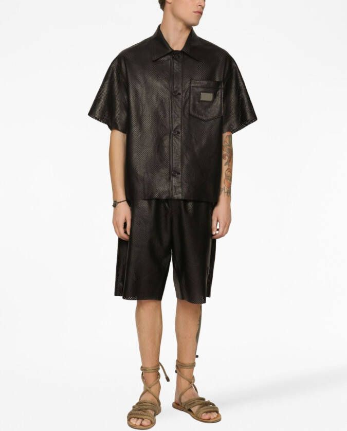 Dolce & Gabbana Overhemd met logoplakkaat Zwart