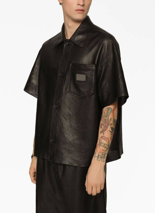 Dolce & Gabbana Overhemd met logoplakkaat Zwart