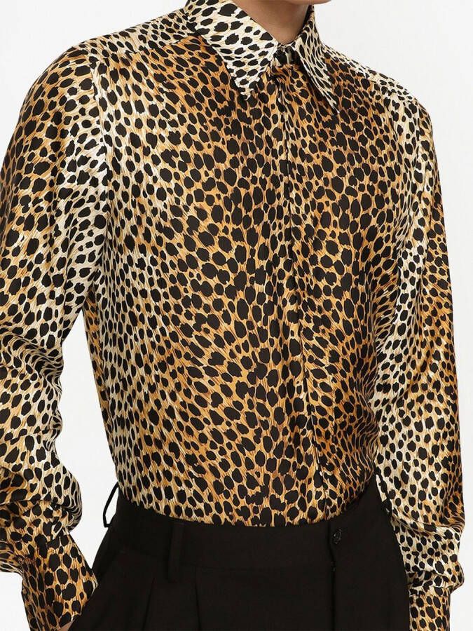 Dolce & Gabbana Overhemd met luipaardprint Bruin
