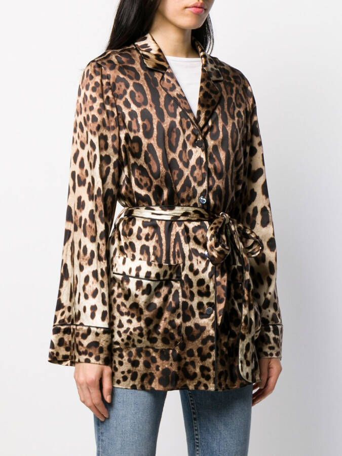 Dolce & Gabbana Overhemd met luipaardprint Bruin
