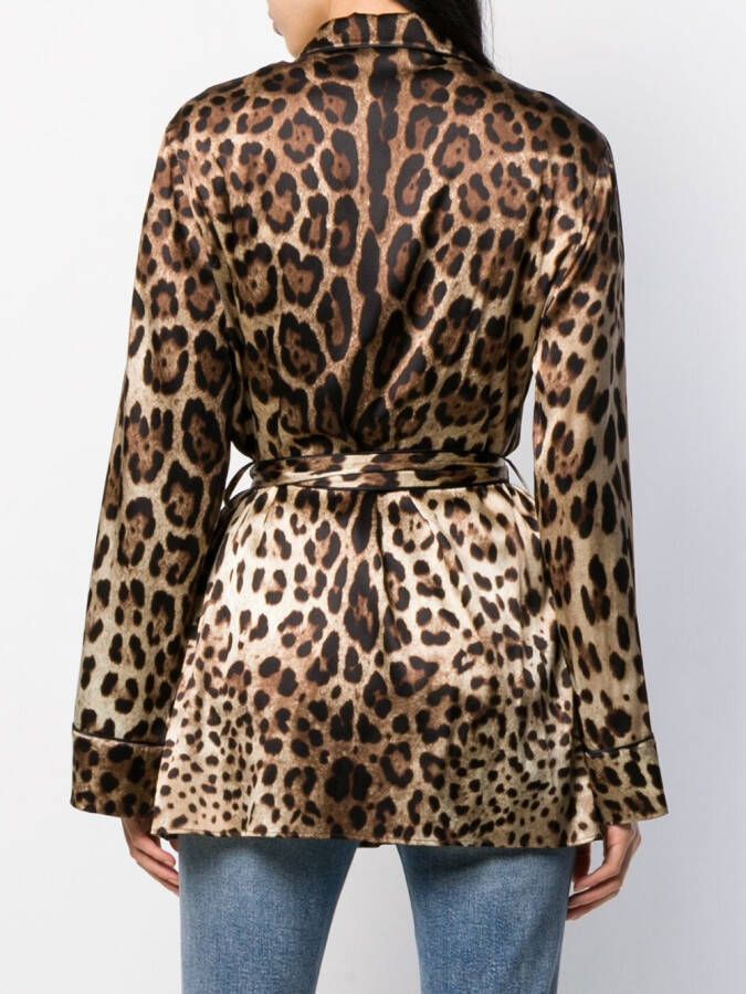 Dolce & Gabbana Overhemd met luipaardprint Bruin