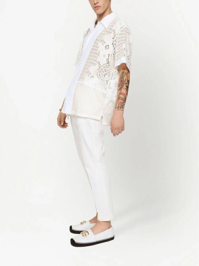 Dolce & Gabbana Bowlingshirt met kant Wit