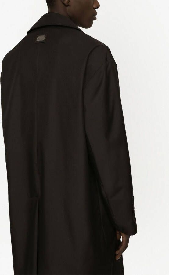 Dolce & Gabbana Trenchcoat met enkele rij knopen en logo label Zwart