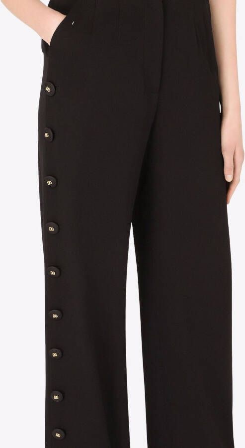 Dolce & Gabbana Palazzo broek met knoopdetail Zwart