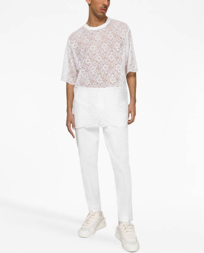 Dolce & Gabbana Pantalon met geborduurd logo Wit