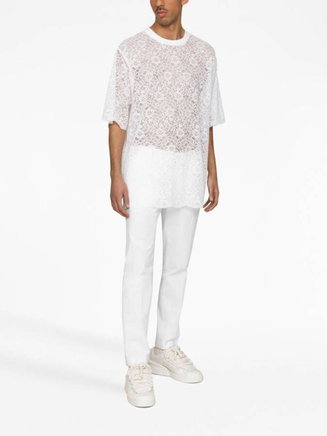 Dolce & Gabbana Pantalon met geborduurd logo Wit