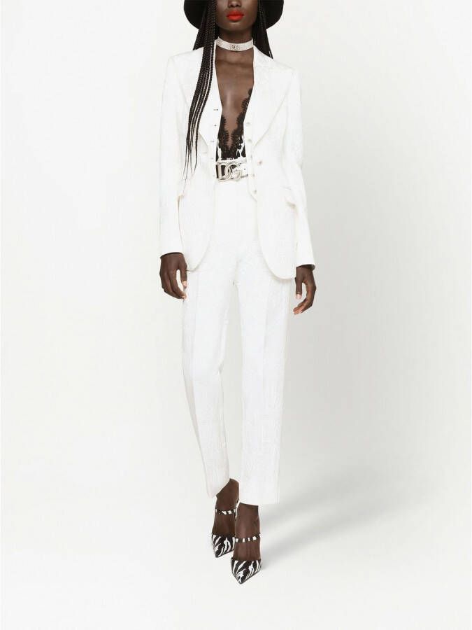 Dolce & Gabbana Pantalon met bloemenbrokaat Wit