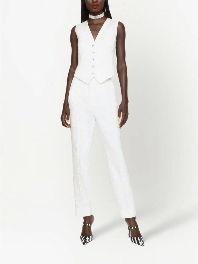 Dolce & Gabbana Pantalon met bloemenbrokaat Wit