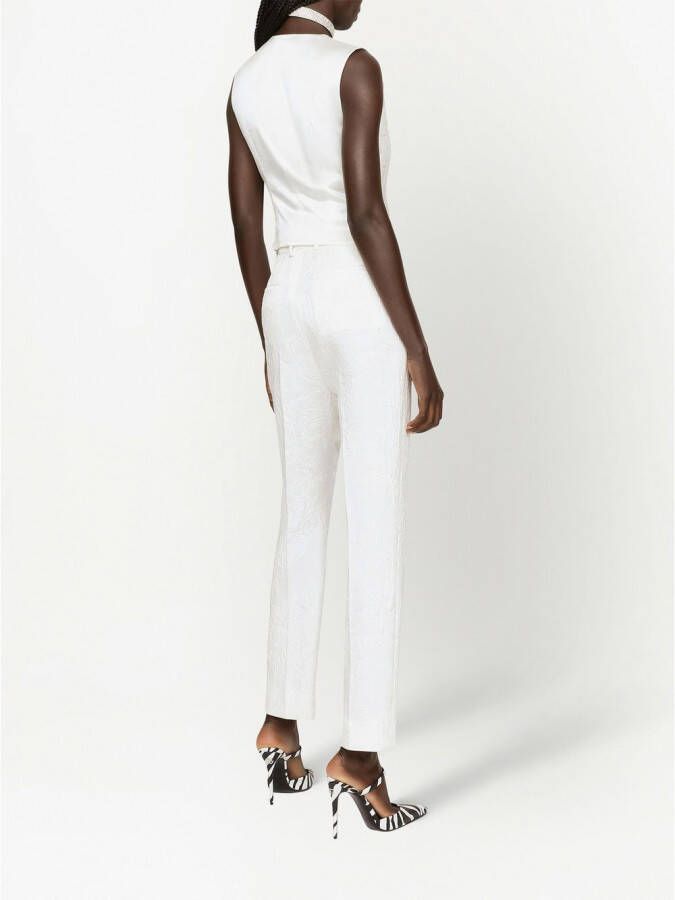 Dolce & Gabbana Pantalon met bloemenbrokaat Wit
