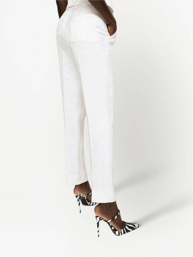 Dolce & Gabbana Pantalon met bloemenbrokaat Wit