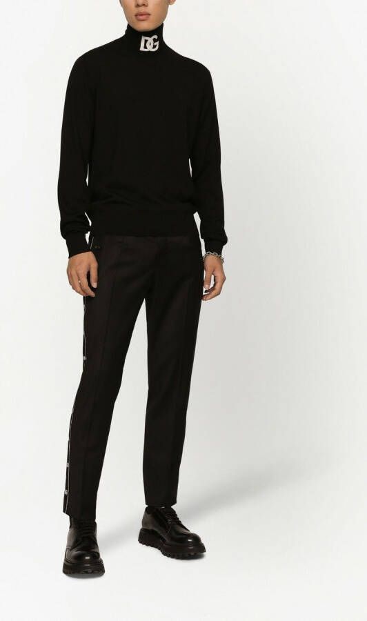 Dolce & Gabbana Pantalon met logo afwerking Zwart